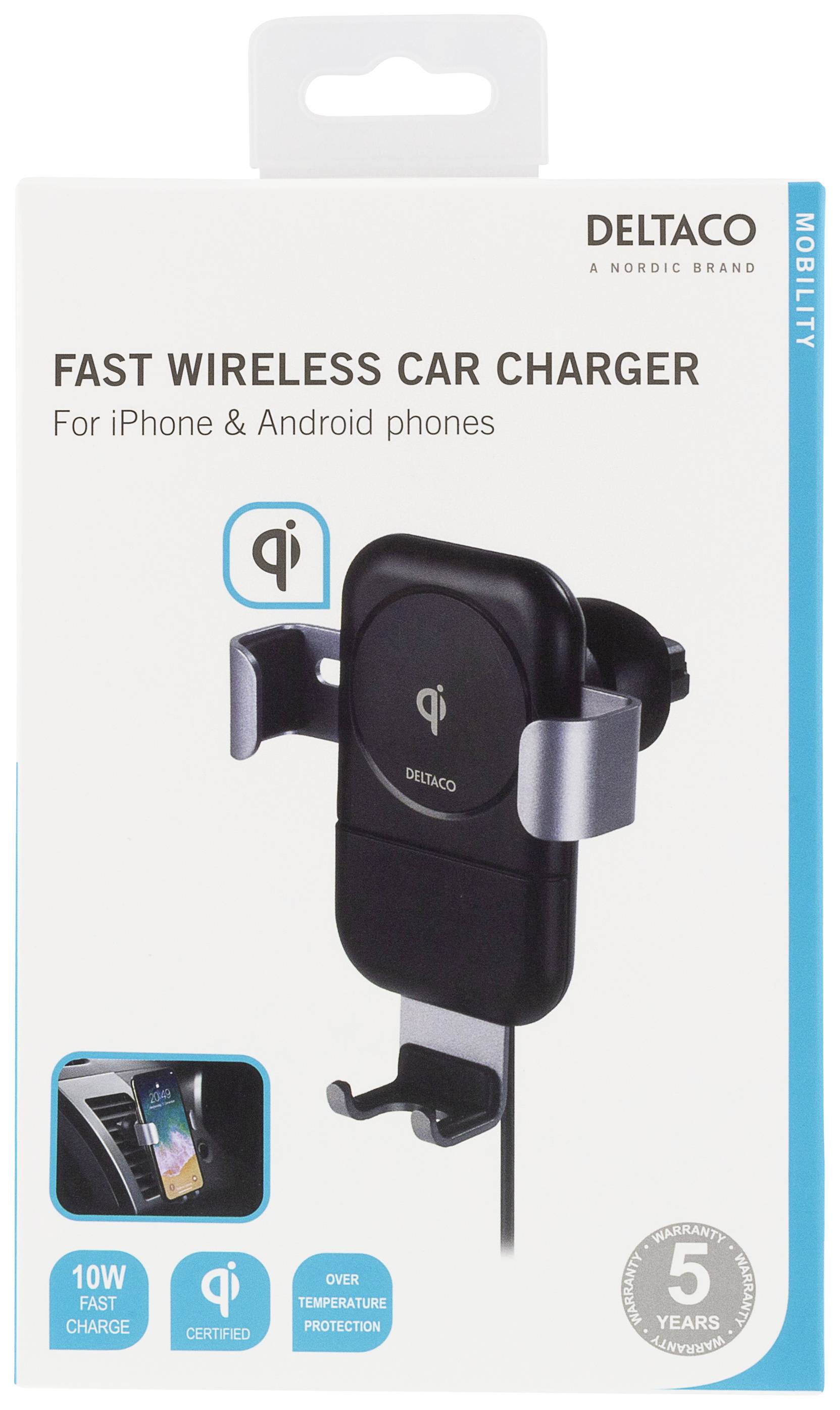 Deltaco - a nordic brand Induktions-Ladegerät 1200 A QI-1030 Ausgänge Induktionslade-Standard Schwarz