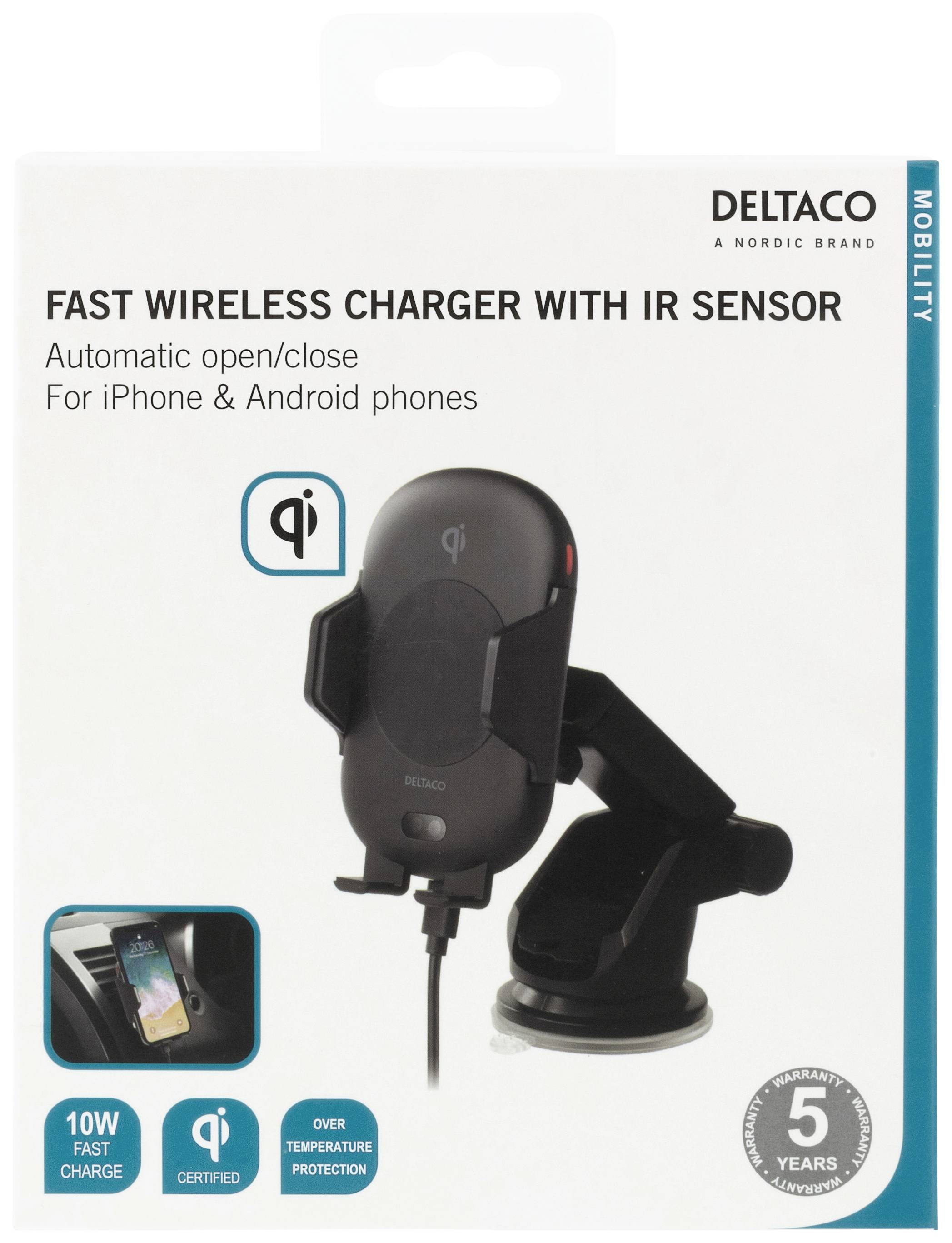 Deltaco - a nordic brand Induktions-Ladegerät 1200A QI-1031 Ausgänge Induktionslade-Standard Schwarz