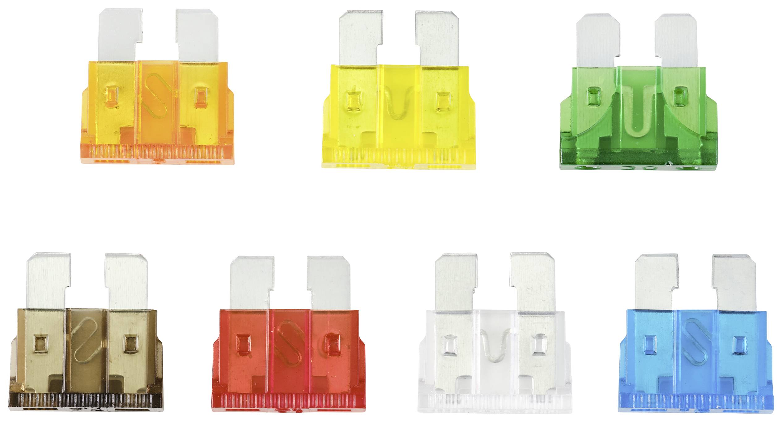 TRU COMPONENTS TC-10334032 Standard Flachsicherung 5 A, 7.5 A, 10 A, 15 A, 20 A, 25 A, 30A Orange, Braun, Rot, Blue, Gelb, Klar