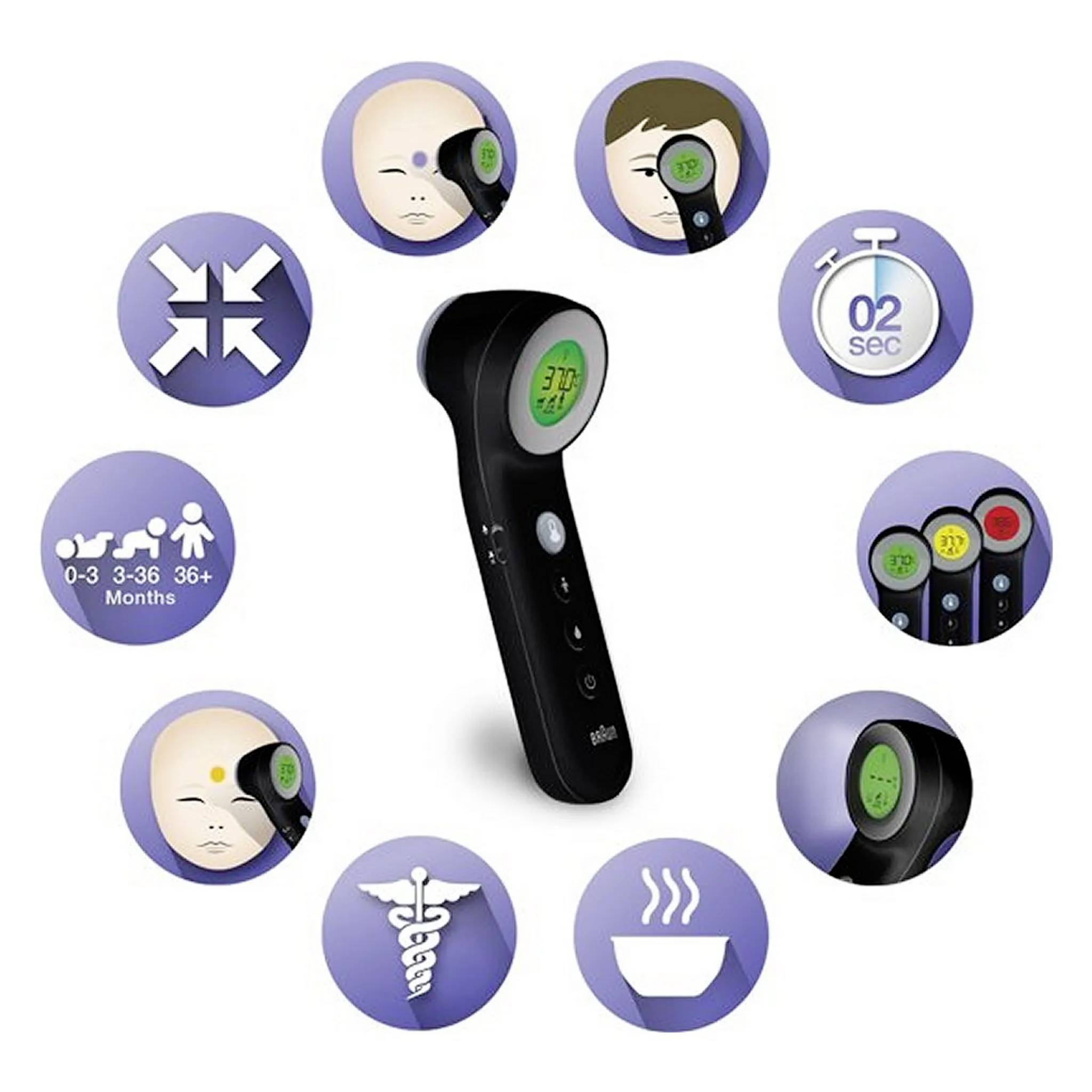 Braun No touch + touch schwarz Fieberthermometer Berührungsloses messen