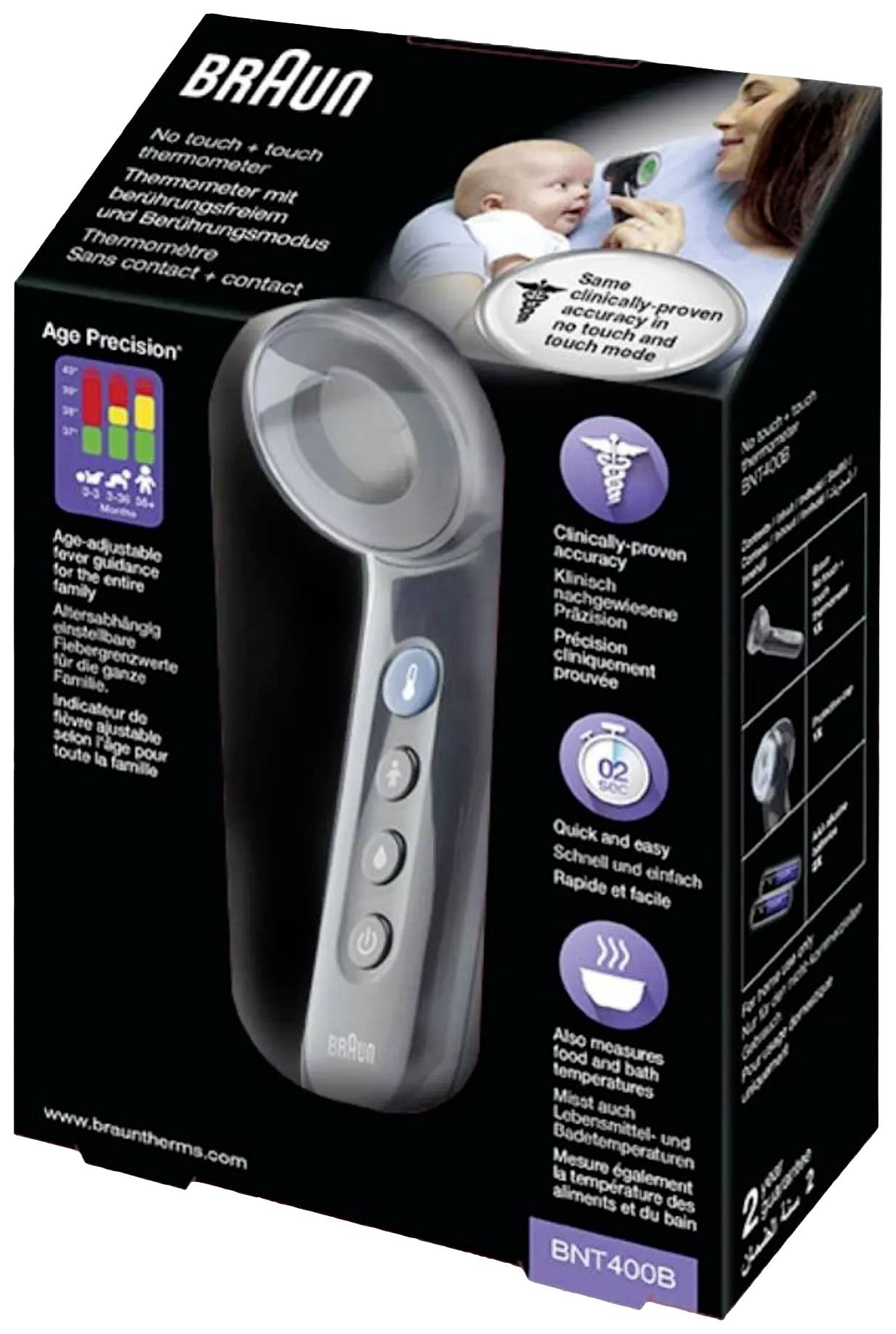 Braun No touch + touch schwarz Fieberthermometer Berührungsloses messen