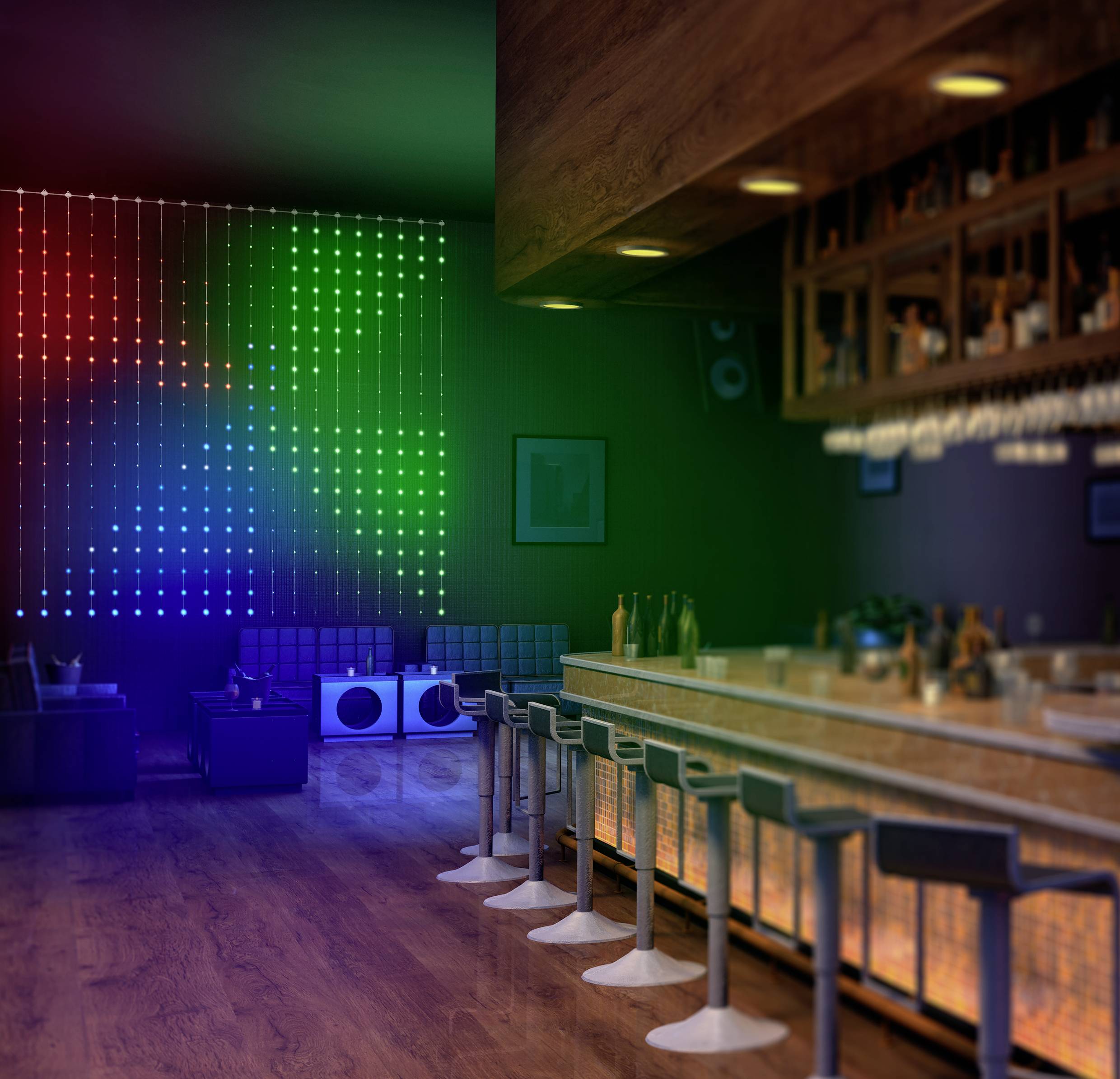 Sygonix Lichtervorhang Innen 230 V/50Hz 400 RGB per App steuerbar, mit Farbwechsel, dimmbar, mit Flackereffekt, Timer