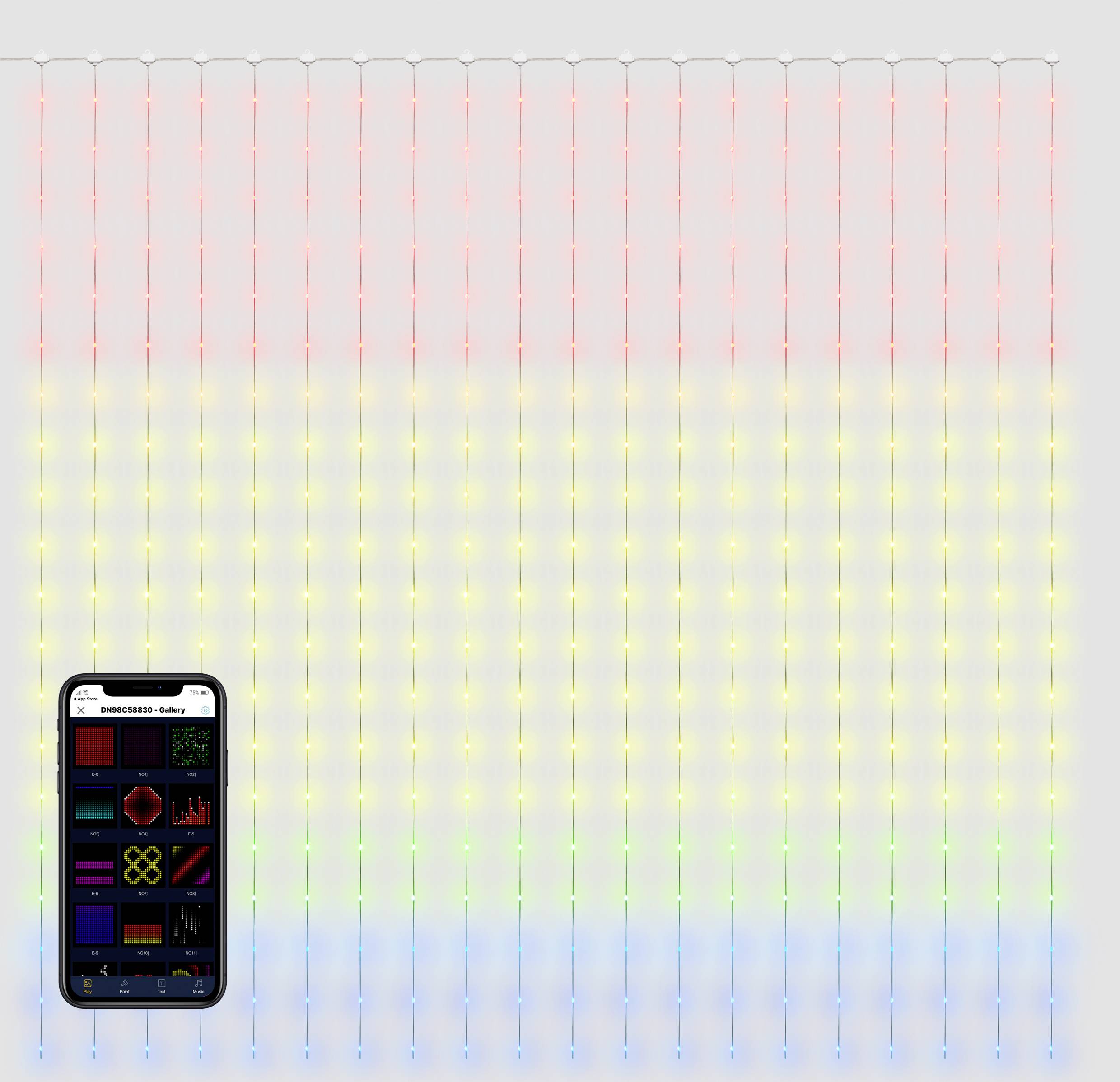 Sygonix Lichtervorhang Innen 230 V/50Hz 400 RGB per App steuerbar, mit Farbwechsel, dimmbar, mit Flackereffekt, Timer