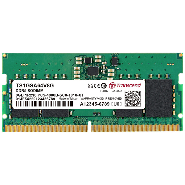 Transcend Laptop-Arbeitsspeicher Modul Industrial DDR5 8 GB 1 x 8 GB 4800 MHz 262pin SO-DIMM CL40 T