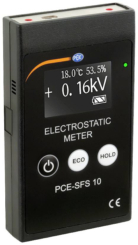 PCE Instruments Elektrostatik Messgerät Elektromagnetisches Feld, Feuchtigkeit, Temperatur