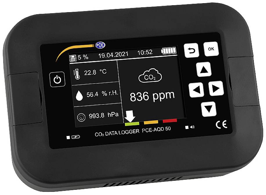 PCE Instruments Aerosolmessgerät PCE-AQD 50 CO2, Temperatur, Luftfeuchtigkeit, Atmosphärischer Druc