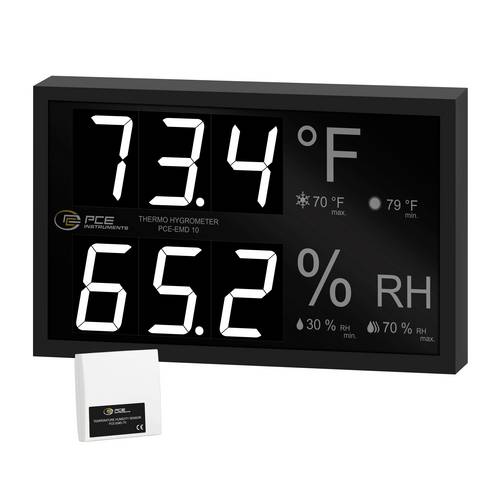 PCE Instruments PCE-EMD 10 Thermo Hygrometer 32,0..122,0 °F|0,0..99,9 % r.F.|Großanzeige|Anschluss