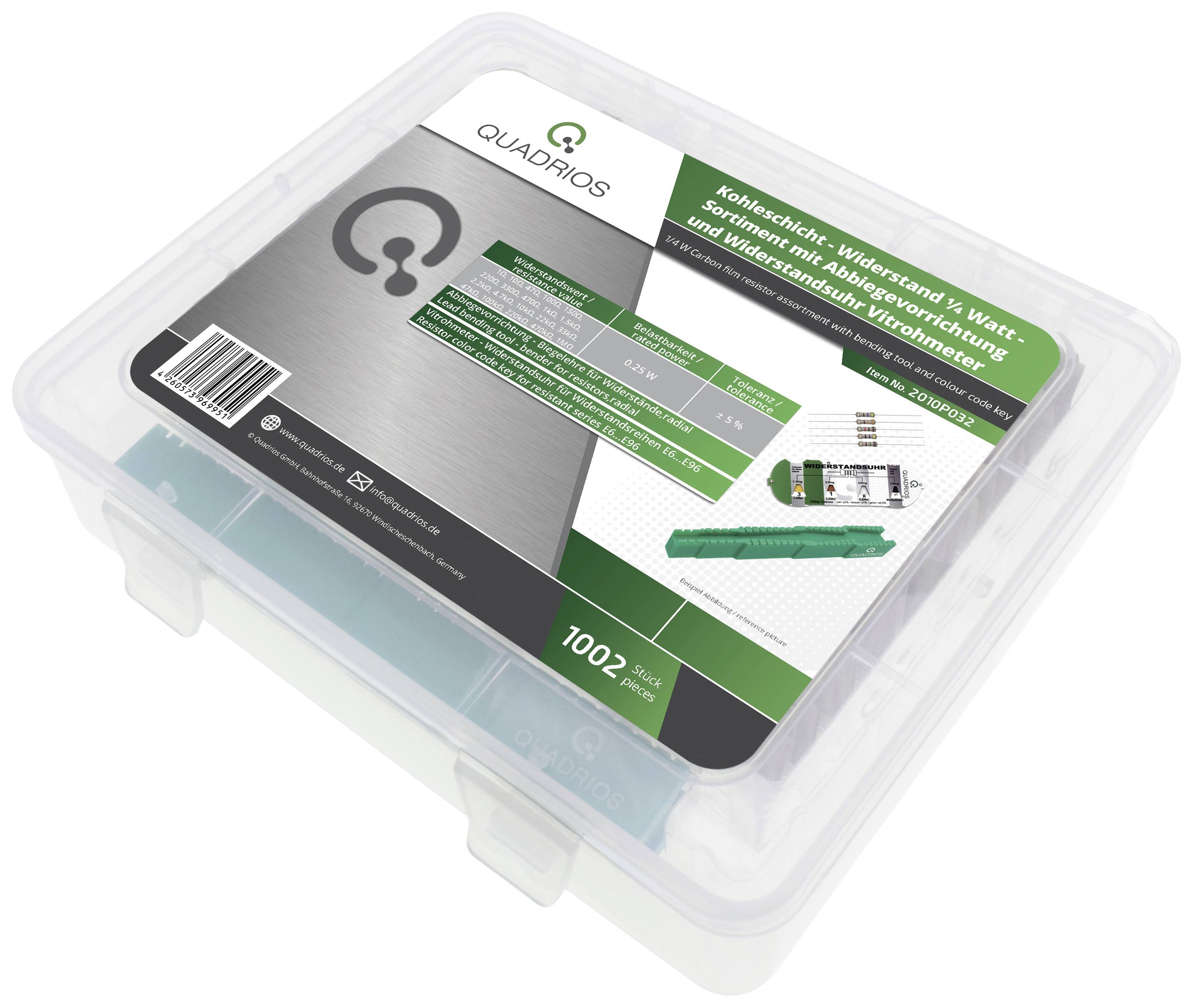 Quadrios 2010P032 Kohleschicht-Widerstand Sortiment axial bedrahtet 0207 0.25 W 5 % 1 Set