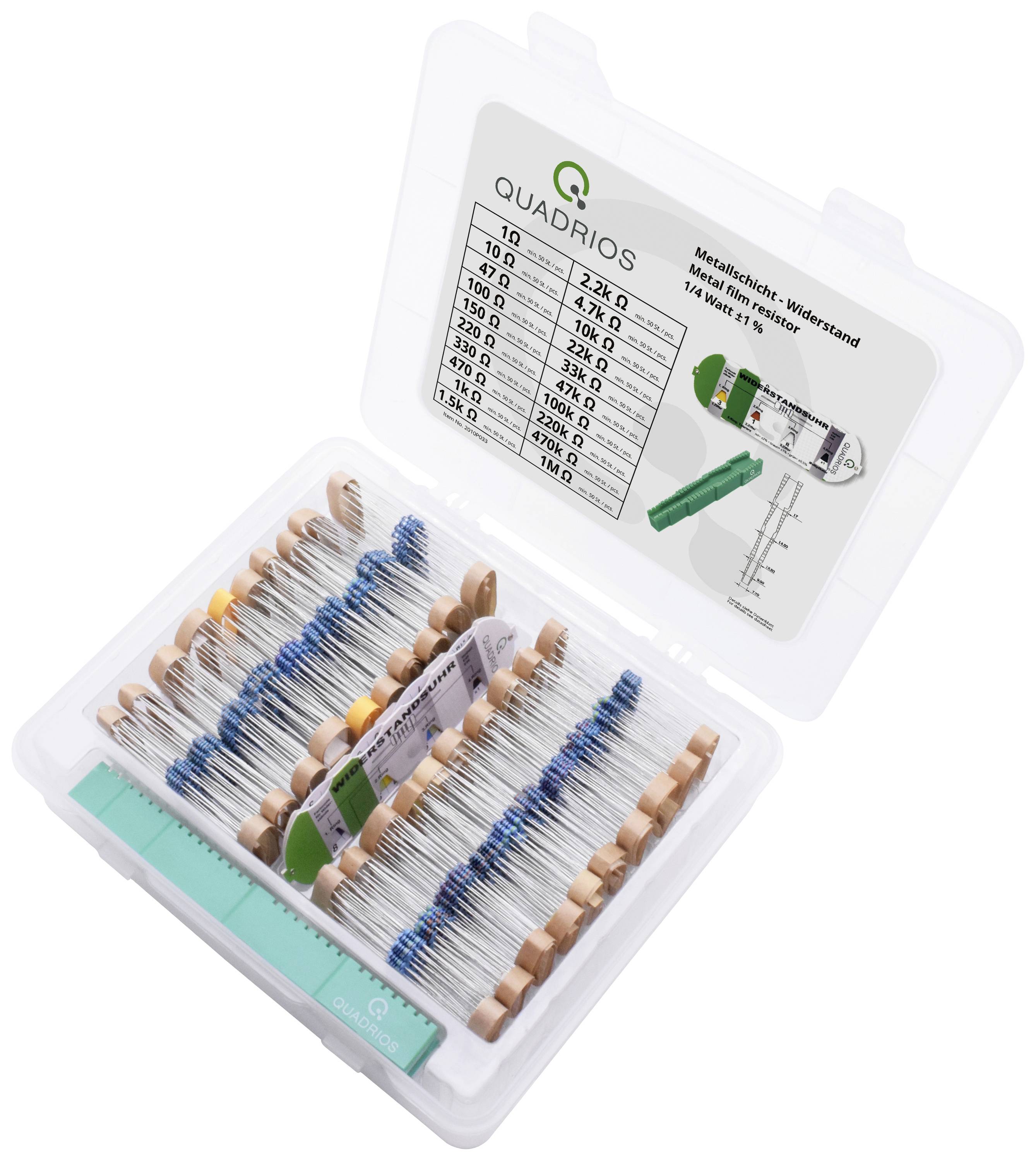 Quadrios 2010P033 2010P033 Metallschicht-Widerstand Sortiment axial bedrahtet 0207 0.25W 1% 1 Set