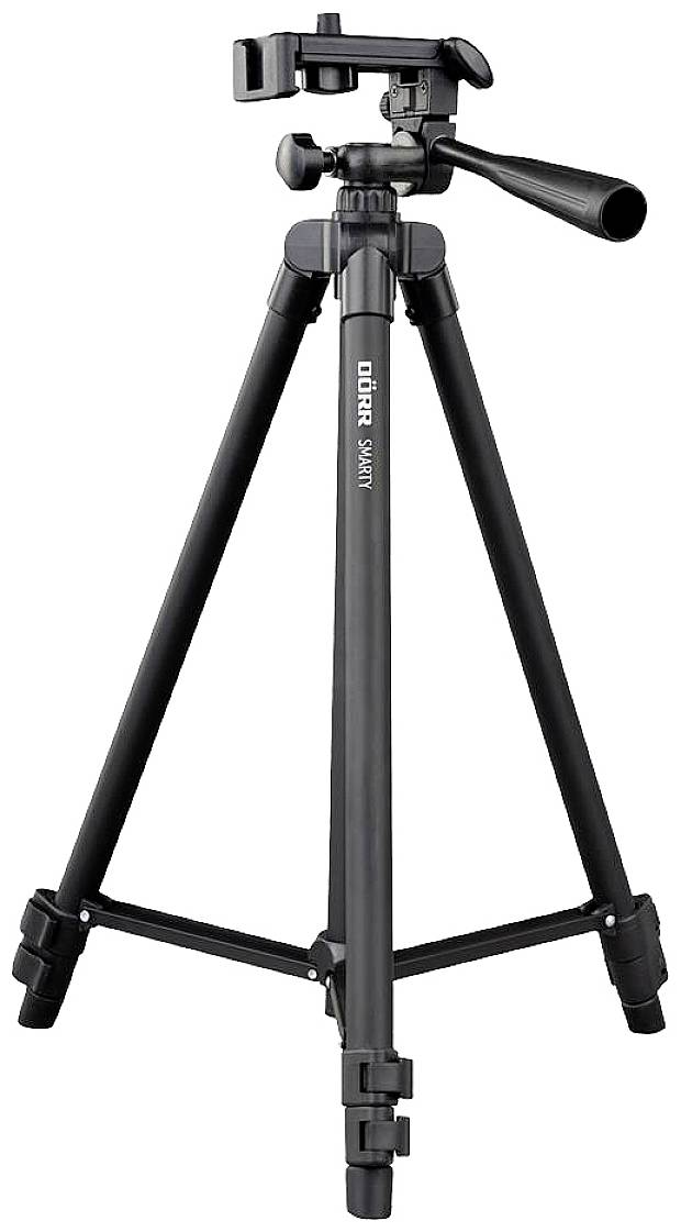 DÖRR Smarty Dreibeinstativ 1/4 Zoll Arbeitshöhe=40.5 - 112cm Schwarz inkl. Smartphonehalter, inkl. Tasche