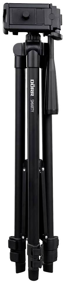 DÖRR Smarty Dreibeinstativ 1/4 Zoll Arbeitshöhe=40.5 - 112cm Schwarz inkl. Smartphonehalter, inkl. Tasche