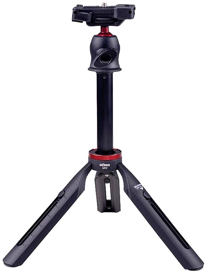 DÖRR Selfie Gipsy Ministativ 1/4 Zoll Arbeitshöhe=22 - 68cm Schwarz/Rot Kugelkopf