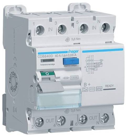 Hager CDB640D CDB640D FI-Schutzschalter A 40A 0.03A