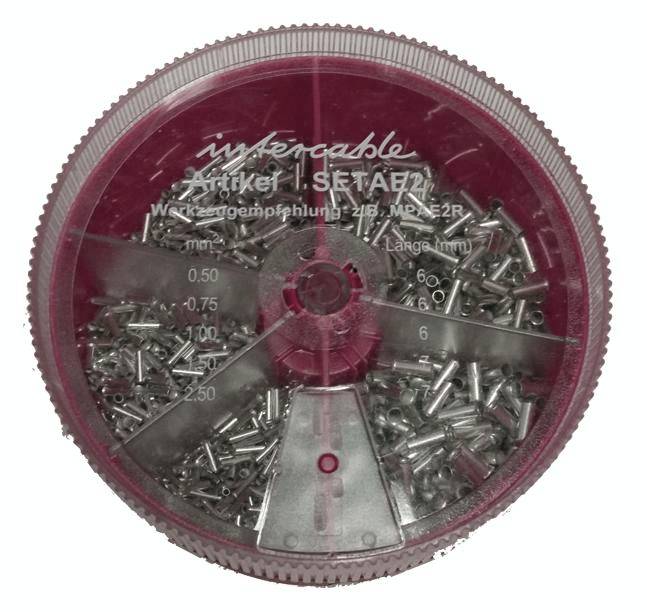 Intercable 181384 Aderendhülsen-Sortiment 0.5 mm², 0.75 mm², 1 mm², 1.5 mm², 2.5mm² Unisoliert 1400 Teile