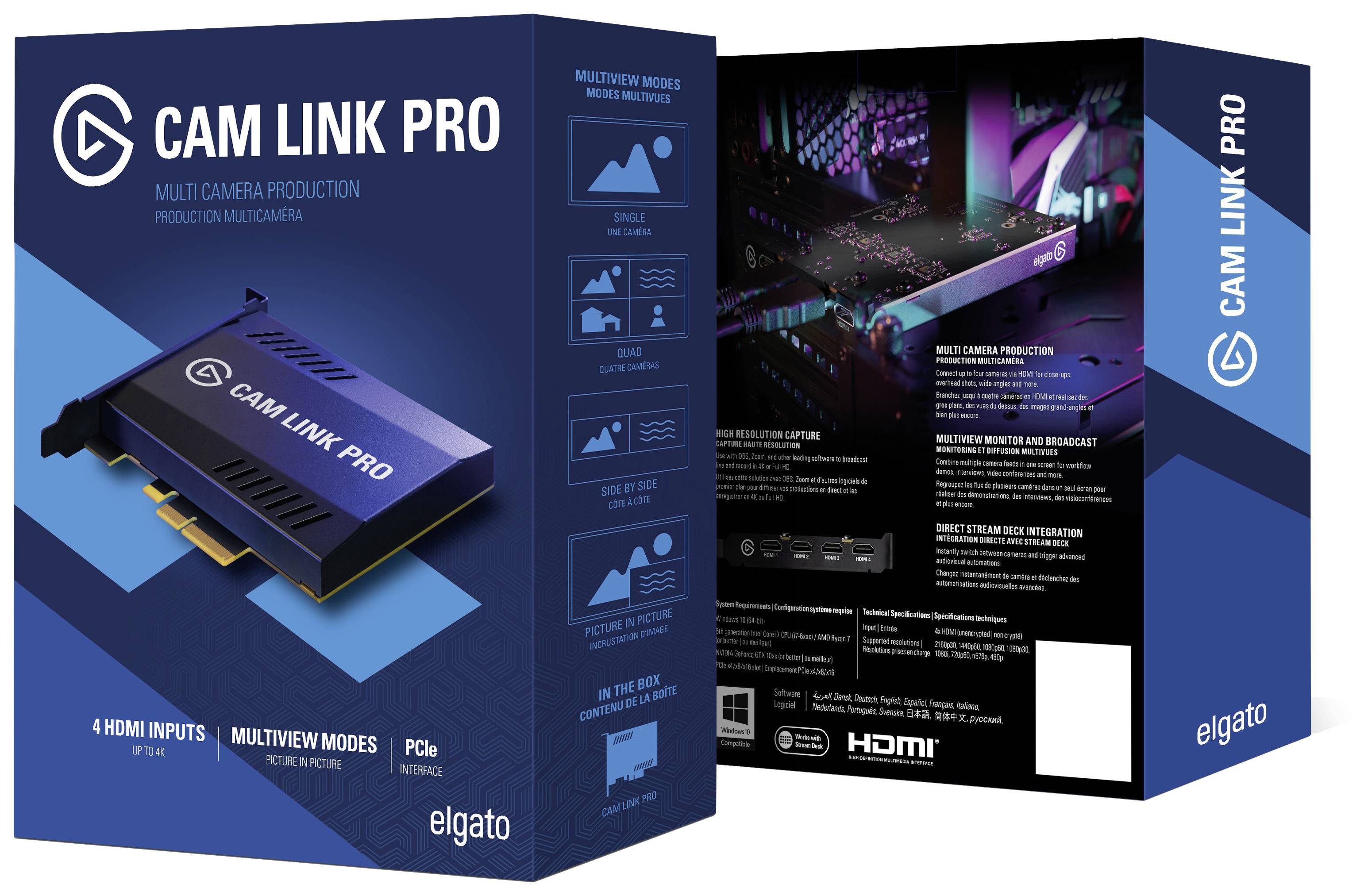 Elgato Cam Link 4k Pro Quad HDMI Camera Connector Video PCI-Steckkarte Full-HD-Auflösung, Plug und Play