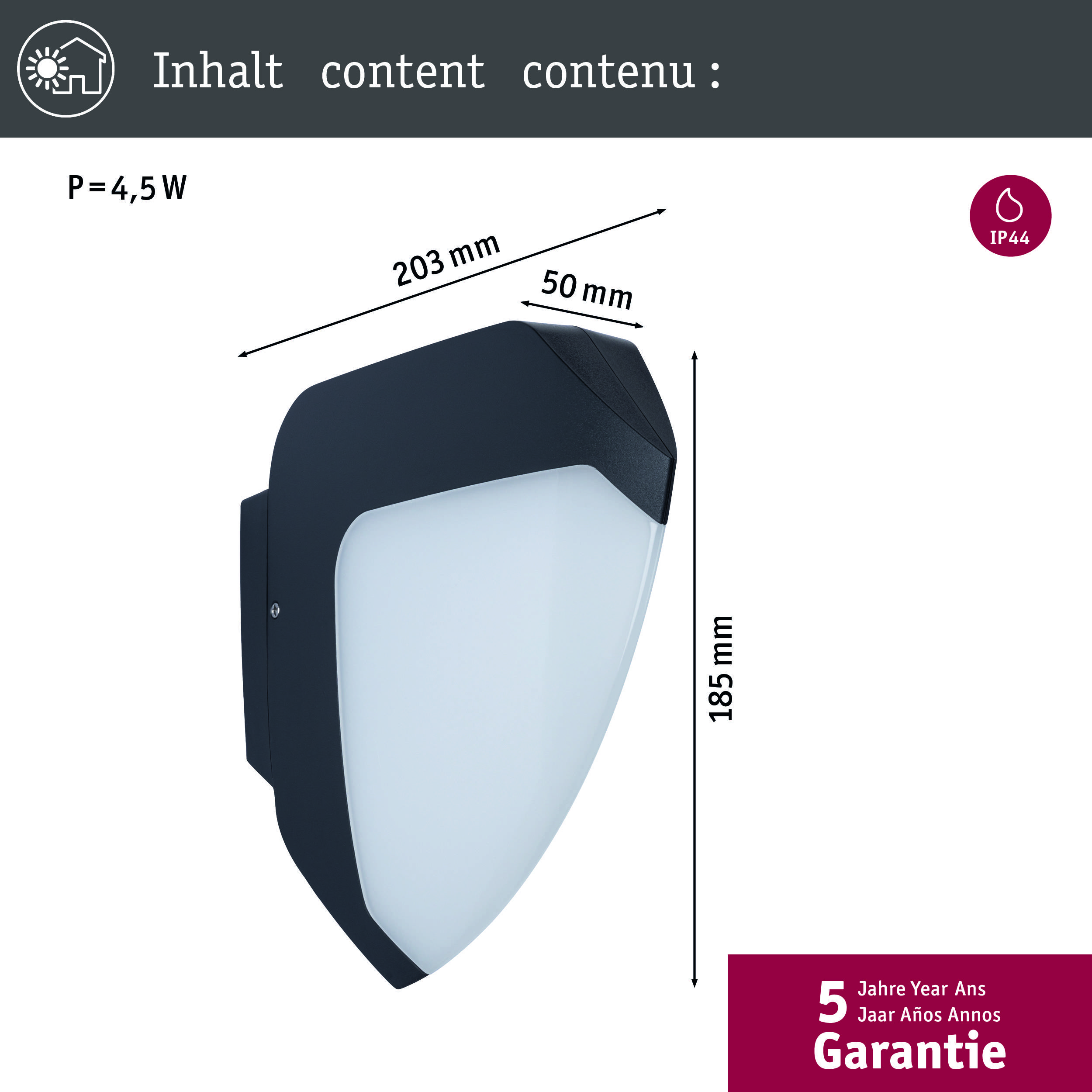 Paulmann Ikosea 94516 LED-Außenwandleuchte 4.4W Anthrazit