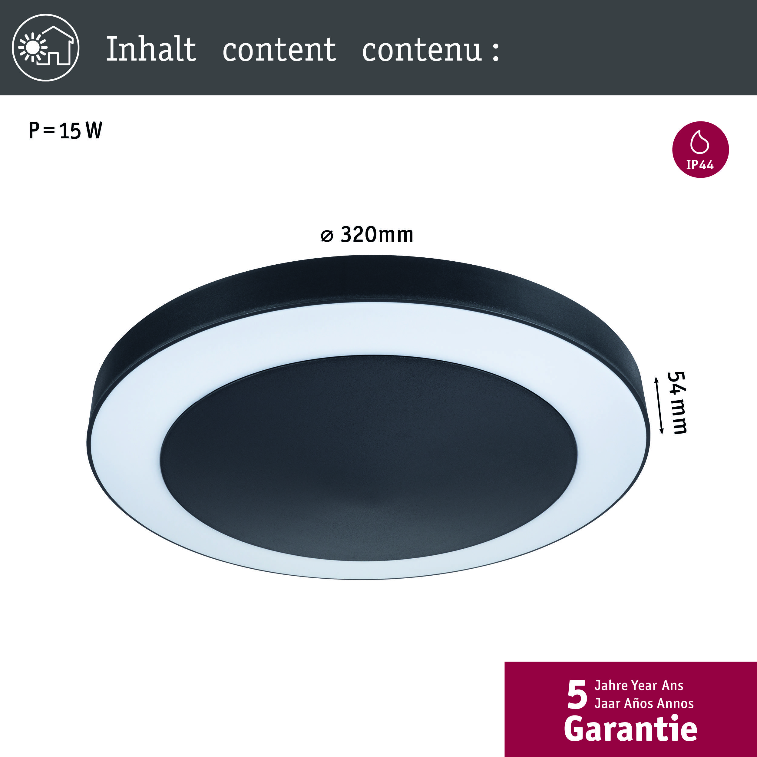 Paulmann Circula 94525 LED-Außendeckenleuchte 14W Anthrazit