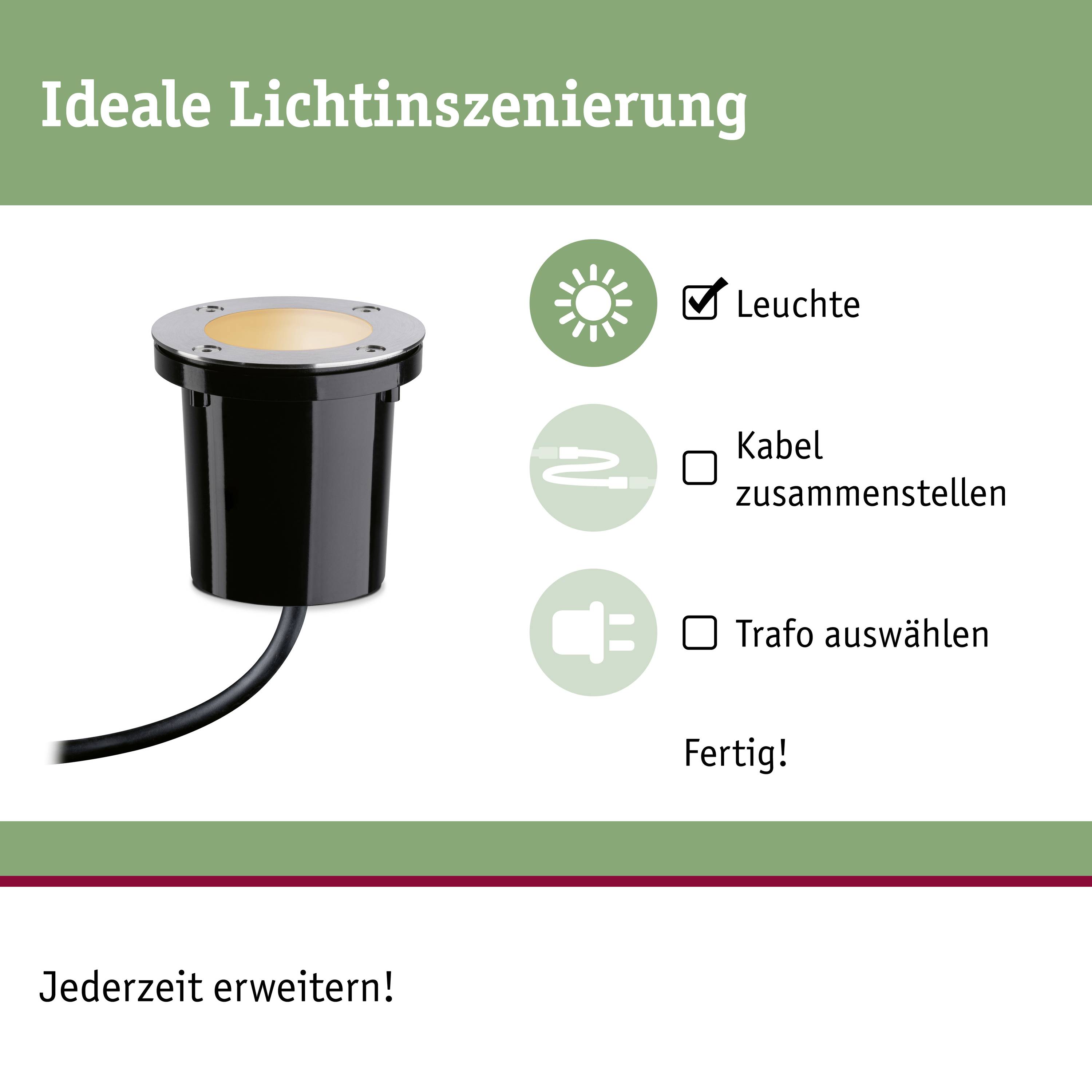 Paulmann 94588 Bodeneinbauleuchte LED 4.6W Schwarz, Edelstahl