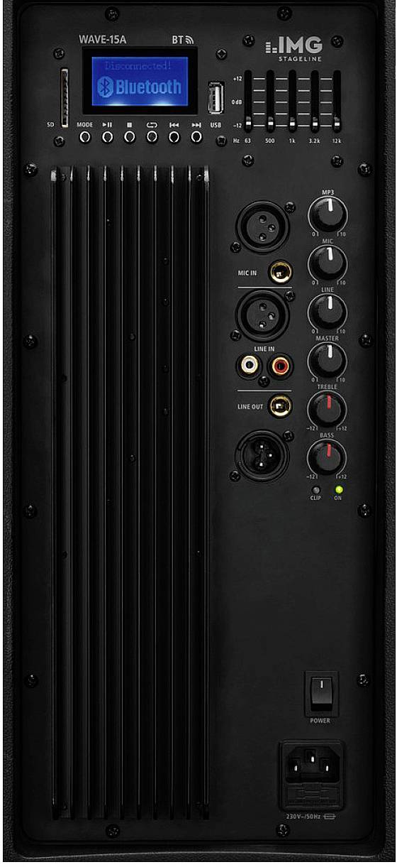 IMG Stageline WAVE-15A Aktiver PA Lautsprecher 38cm 15 Zoll 250W 1St.