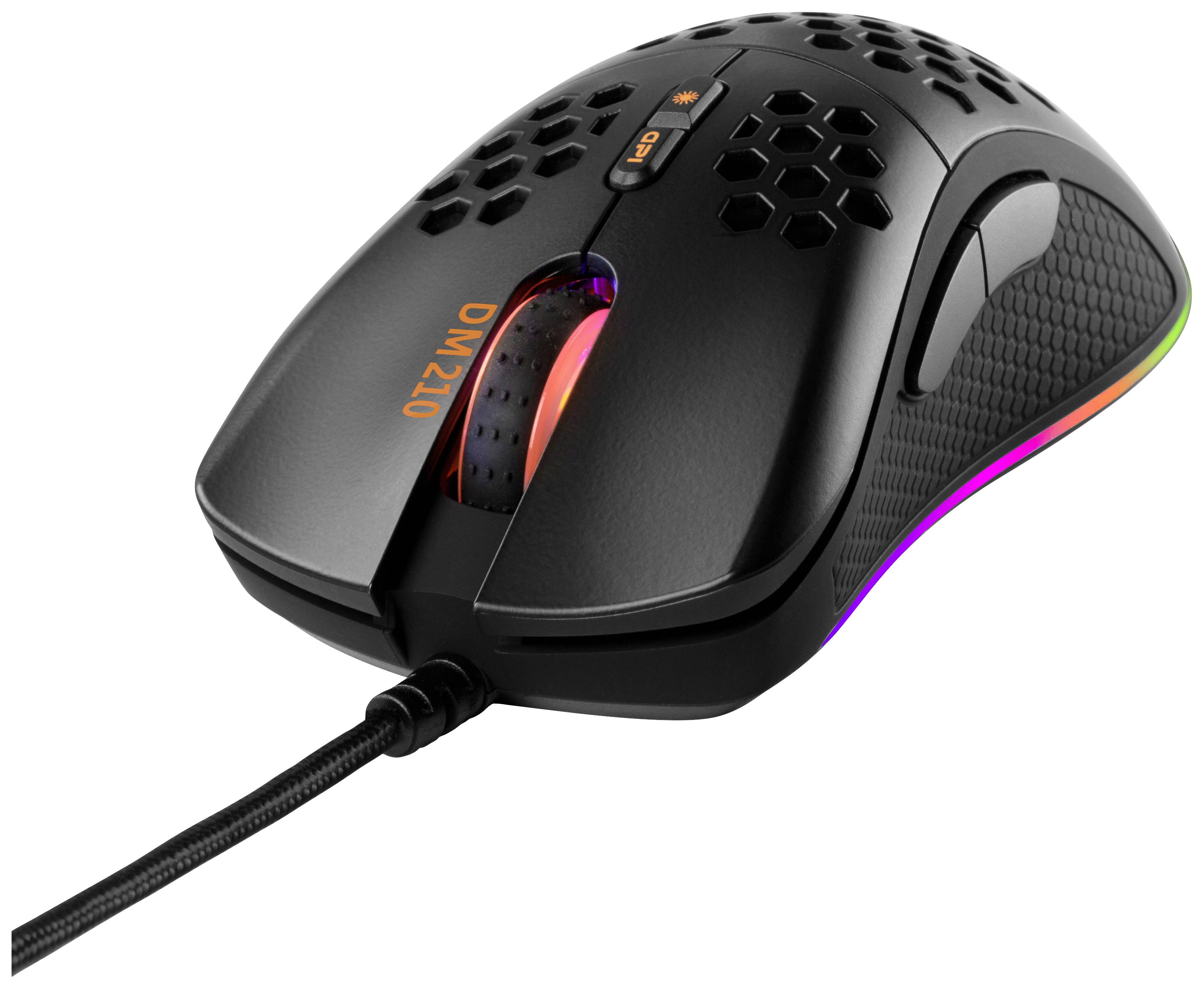 DELTACO GAMING DM210 Gaming-Maus Kabelgebunden Optisch Schwarz 7 Tasten 400 dpi, 800 dpi, 1200 dpi, 3200 dpi, 6400 dpi Beleuchtet