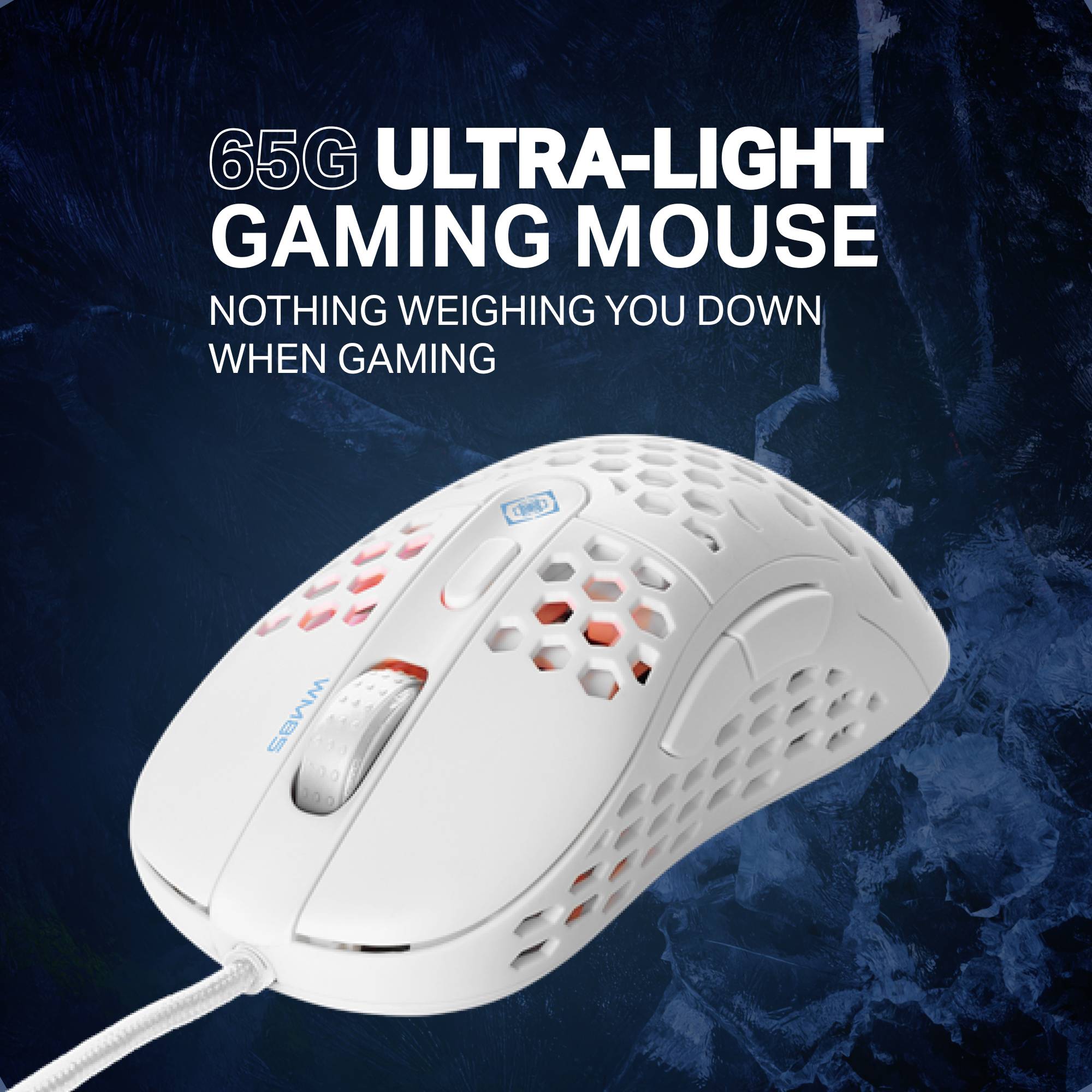 DELTACO GAMING WM85 Gaming-Maus Kabelgebunden Optisch Weiß 6 Tasten 400 dpi, 800 dpi, 1200 dpi, 1600 dpi, 3200 dpi, 6400 dpi Beleuchtet