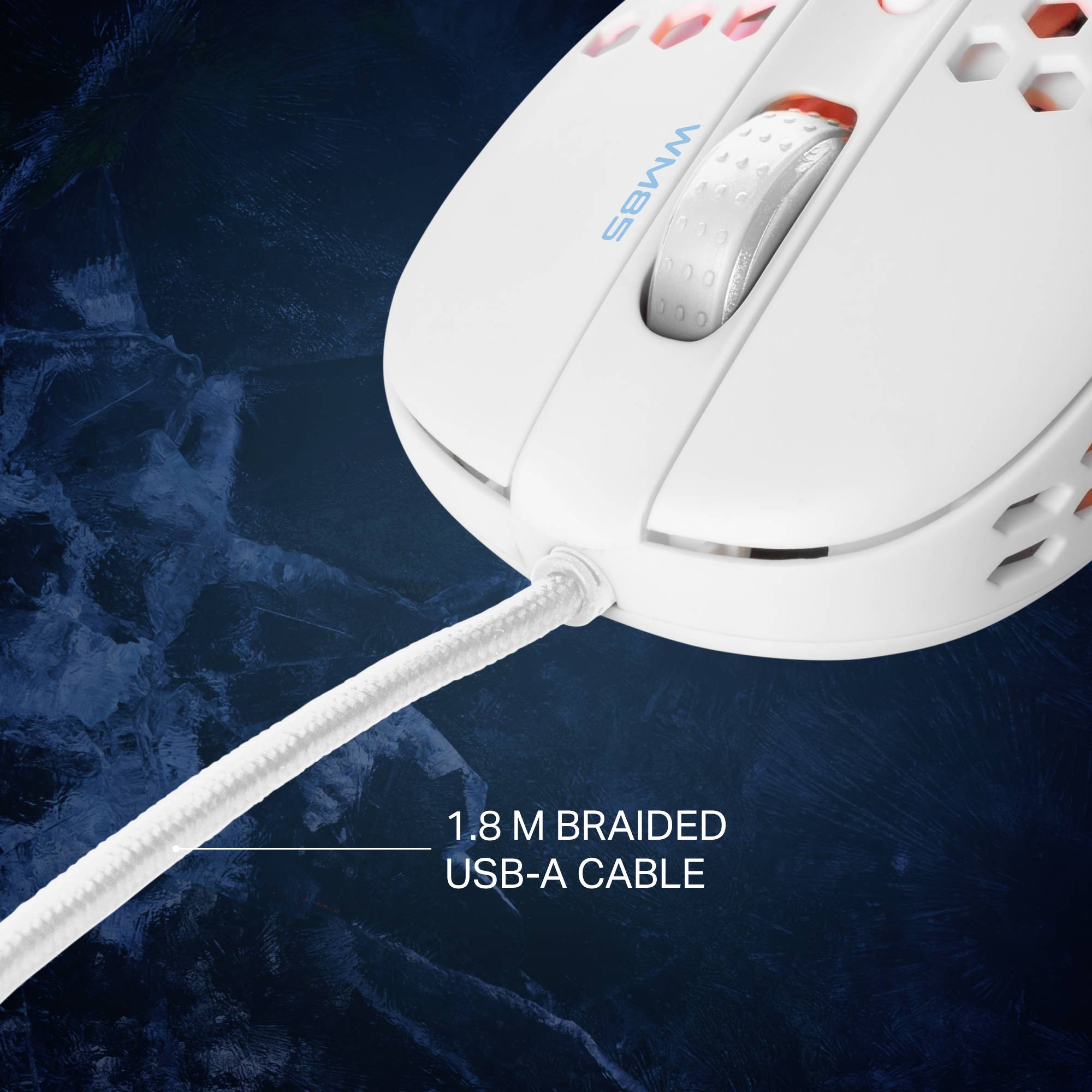 DELTACO GAMING WM85 Gaming-Maus Kabelgebunden Optisch Weiß 6 Tasten 400 dpi, 800 dpi, 1200 dpi, 1600 dpi, 3200 dpi, 6400 dpi Beleuchtet