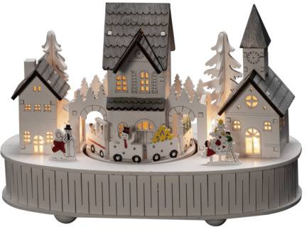 Konstsmide 3269-210 LED-Silhouette Haus, Kirche Warmweiß LED Weiß mit Musik, Timer