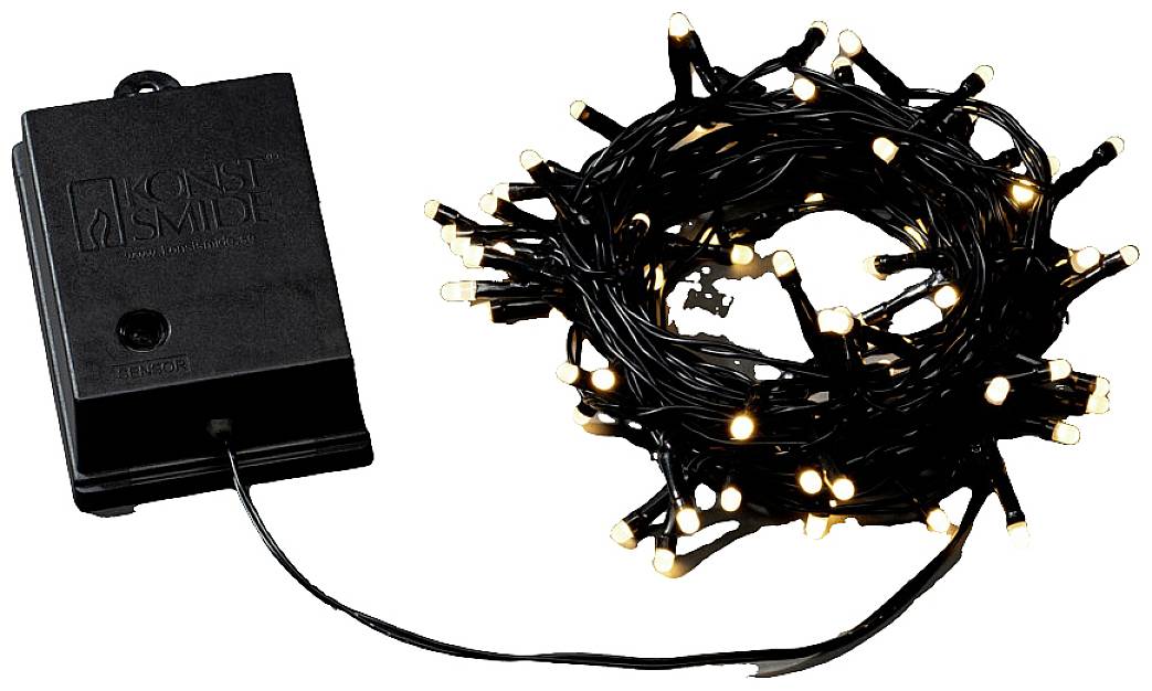 Konstsmide 3728-130 Lichterkette Außen batteriebetrieben Anzahl Leuchtmittel 80 LED Warmweiß Beleuchtete Länge: 7.9m mit Schalter
