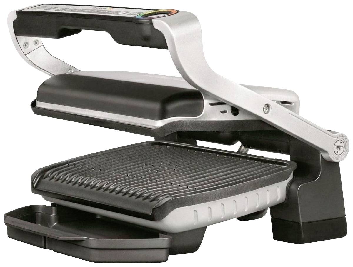 Tefal OptiGrill Elektro Kontaktgrill Automatische Temperaturanpassung Edelstahl (gebürstet), Schwarz