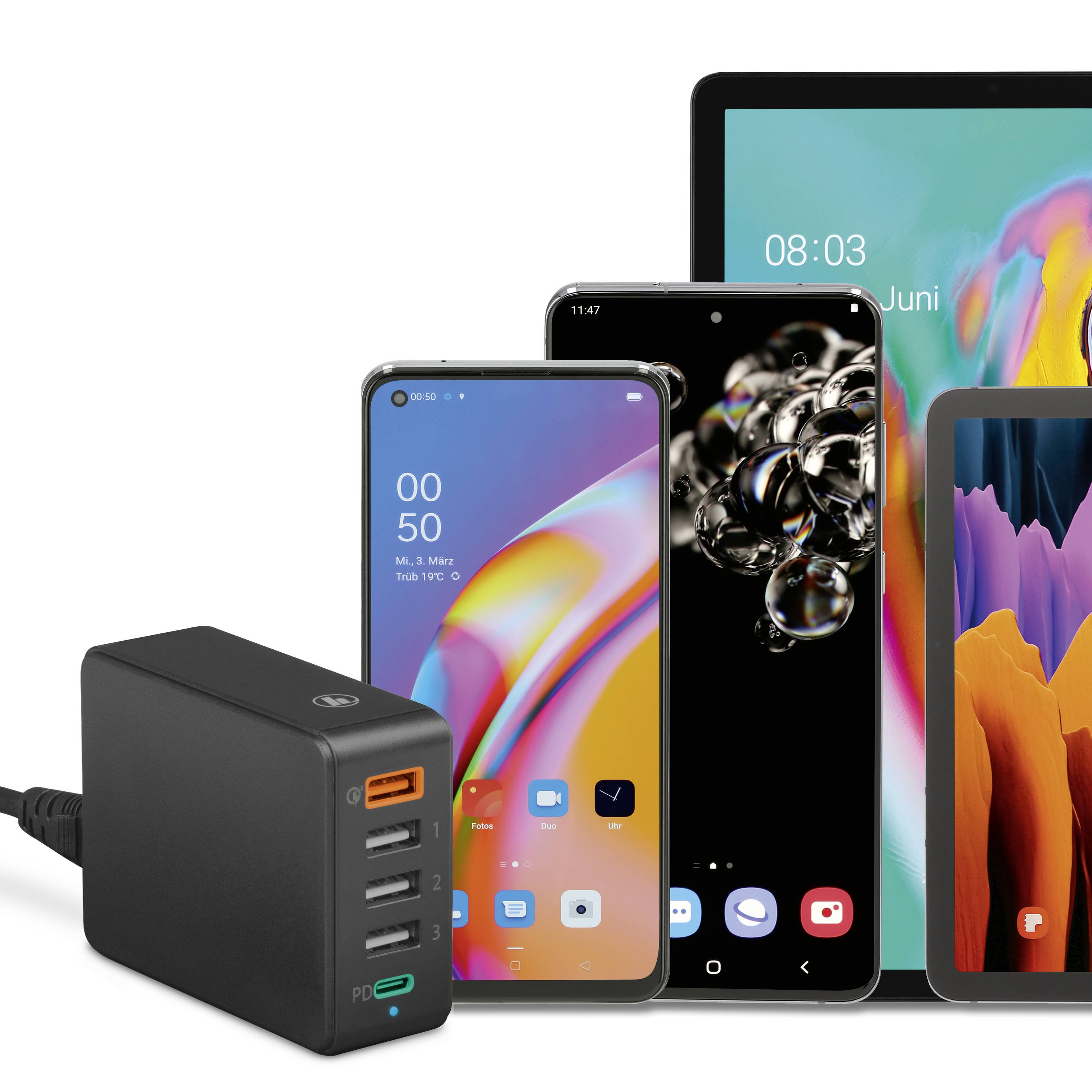 Hama USB-Ladestation 51 W Innenbereich, Steckdose Anzahl Ausgänge: 5 x USB-C® Buchse (Power Delivery), USB-A, USB 3.0