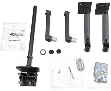 Montageset für Außenrolladen mit Halterungen, Schrauben und Zubehör auf hellem Hintergrund dargestellt.