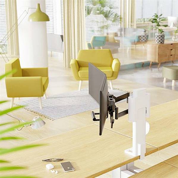 Ergotron TRACE™ 2fach Monitor-Tischhalterung 53,3 cm (21") - 68,6 cm (27") Weiß Drehbar, Höhenverstellbar, Neigbar, Schwenkbar