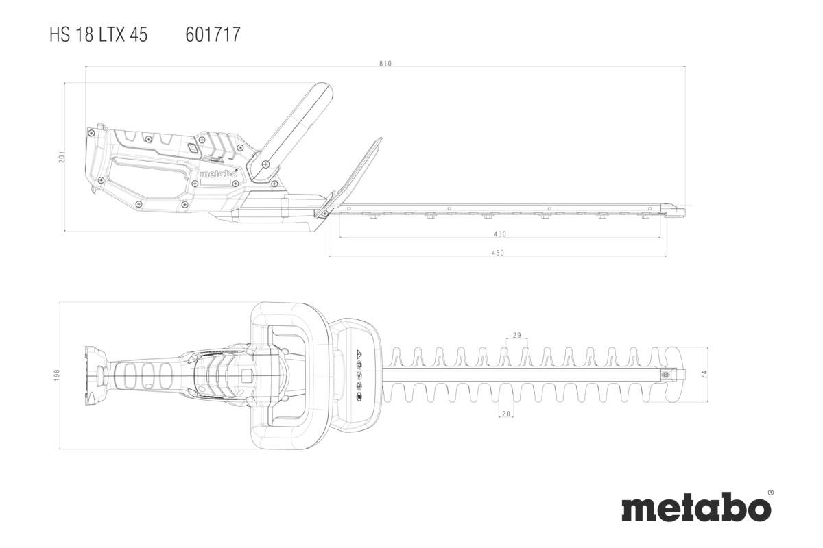 Metabo HS 18 LTX 45 Akku Heckenschere ohne Akku 18V