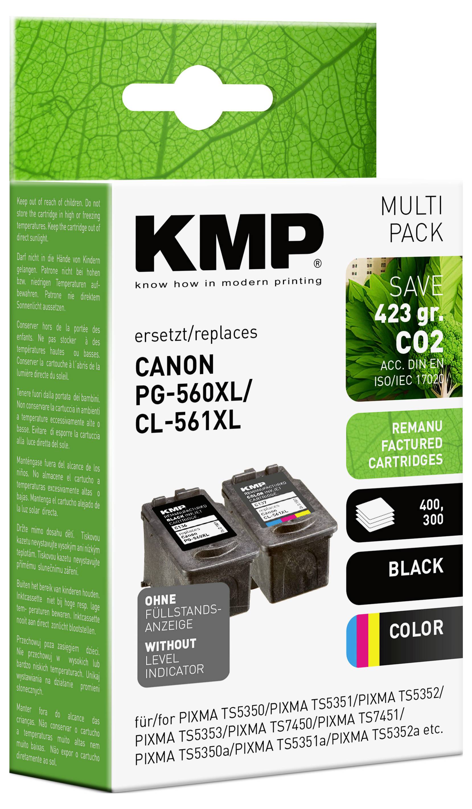 KMP Druckerpatrone ersetzt Canon PG-560 XL, CL-561 XL Kompatibel Kombi-Pack Schwarz, Color C136V 1581,4005