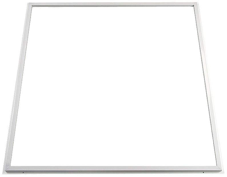 Ein quadratisches LED-Panel mit weißem Rahmen, geeignet für Deckenmontage, bietet gleichmäßige, energieeffiziente Beleuchtung.