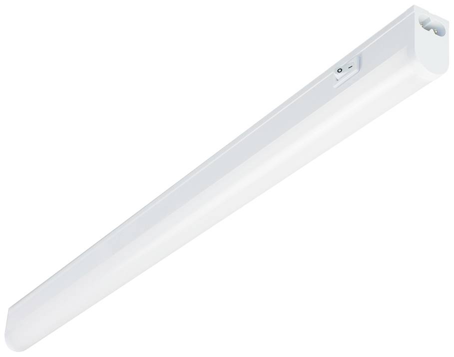 Weiße LED-Leuchte in länglicher Form, geeignet zur Deckenmontage.