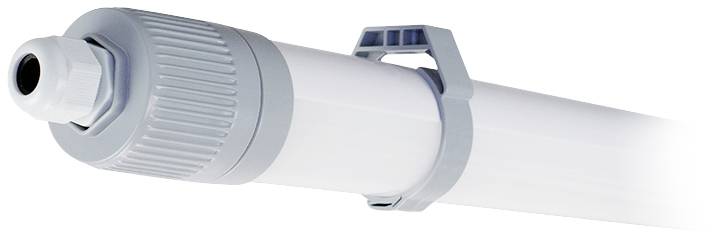 Ein weißer, zylindrischer Wasserfilter mit grauem Anschluss und Halterung. Hauptsächlich zur Wasseraufbereitung genutzt.