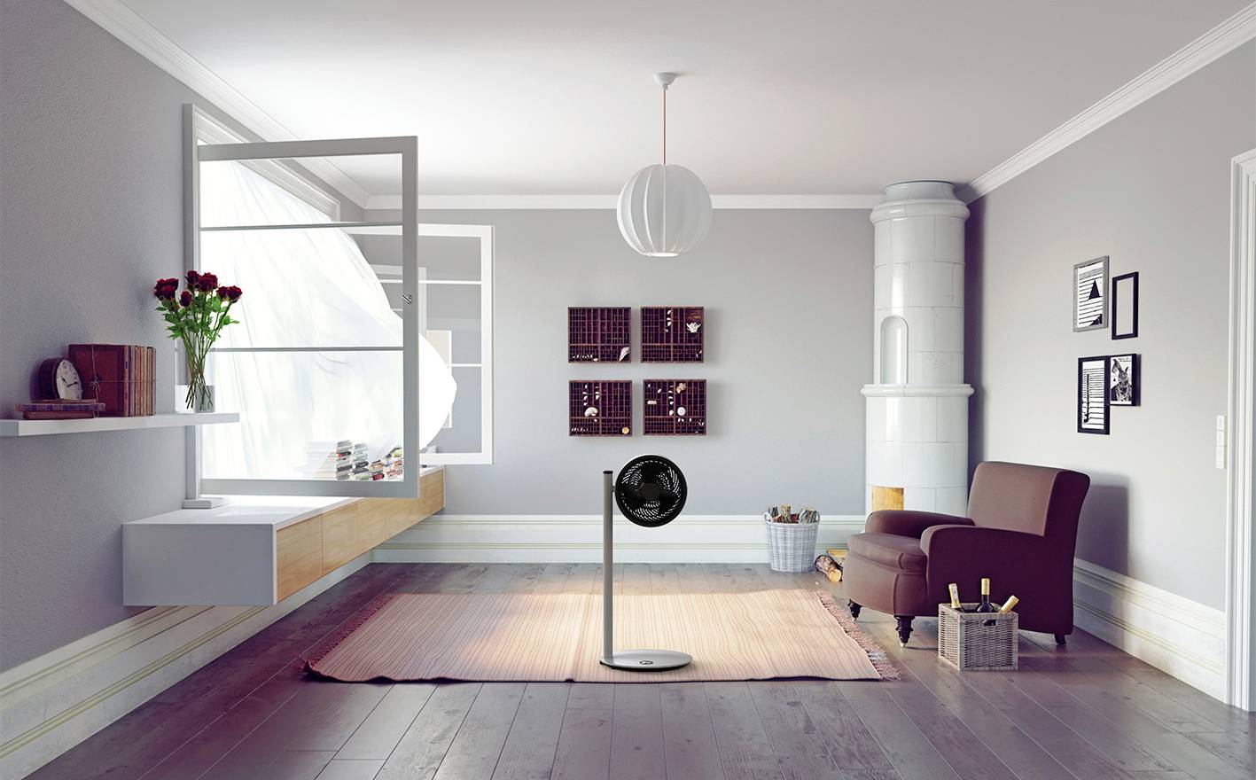 Boneco Air Shower F225 Standventilator 22W (L x B x H) 375 x 375 x 852mm Grau App gesteuert, Höhenverstellbar, LED-Display, Timer