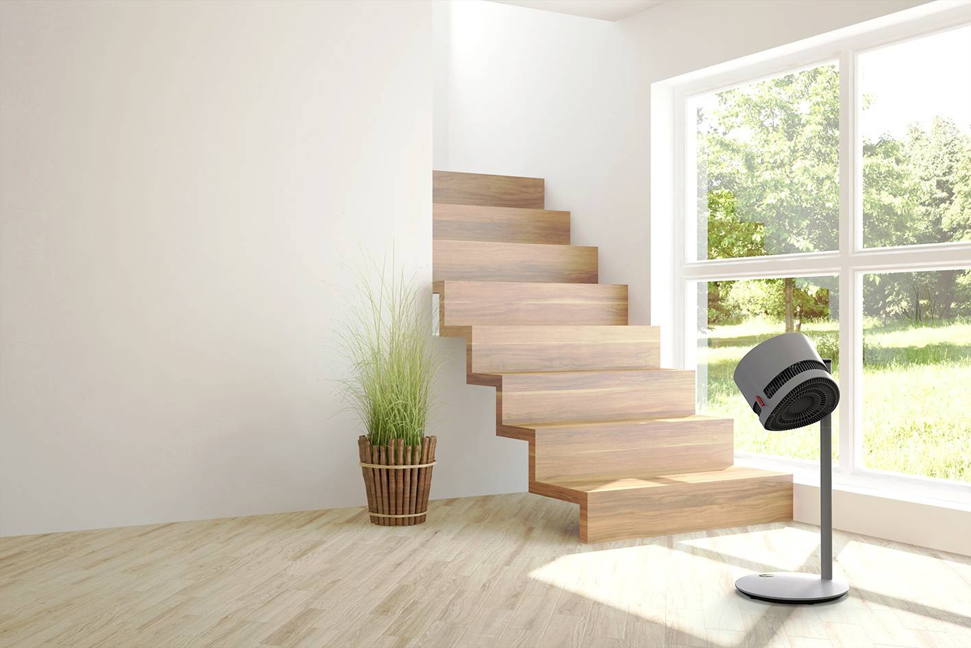 Boneco Air Shower F225 Standventilator 22W (L x B x H) 375 x 375 x 852mm Grau App gesteuert, Höhenverstellbar, LED-Display, Timer