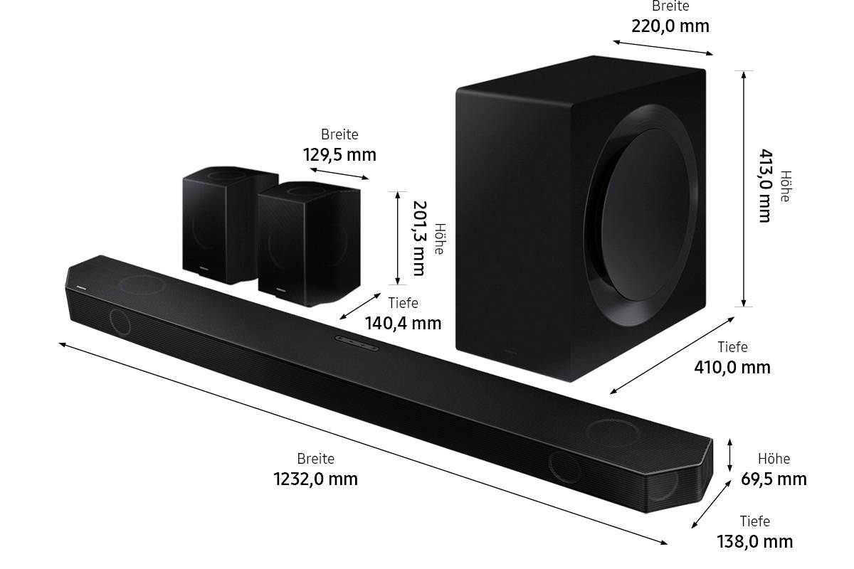 Samsung HW-Q995B Soundbar Schwarz Bluetooth®, Dolby Atmos®, inkl. kabellosem Subwoofer, WLAN