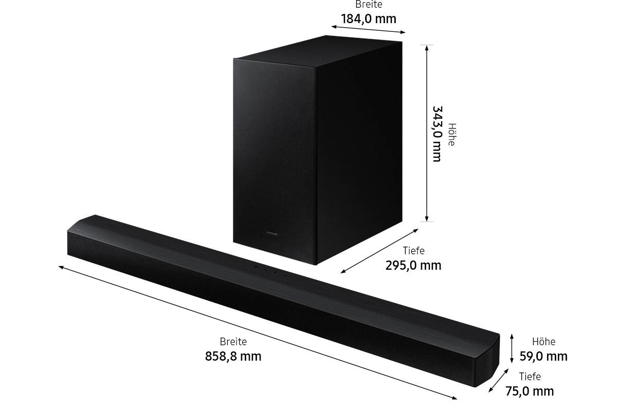 Samsung HW-B440 Soundbar Schwarz Bluetooth®, inkl. kabellosem Subwoofer, USB
