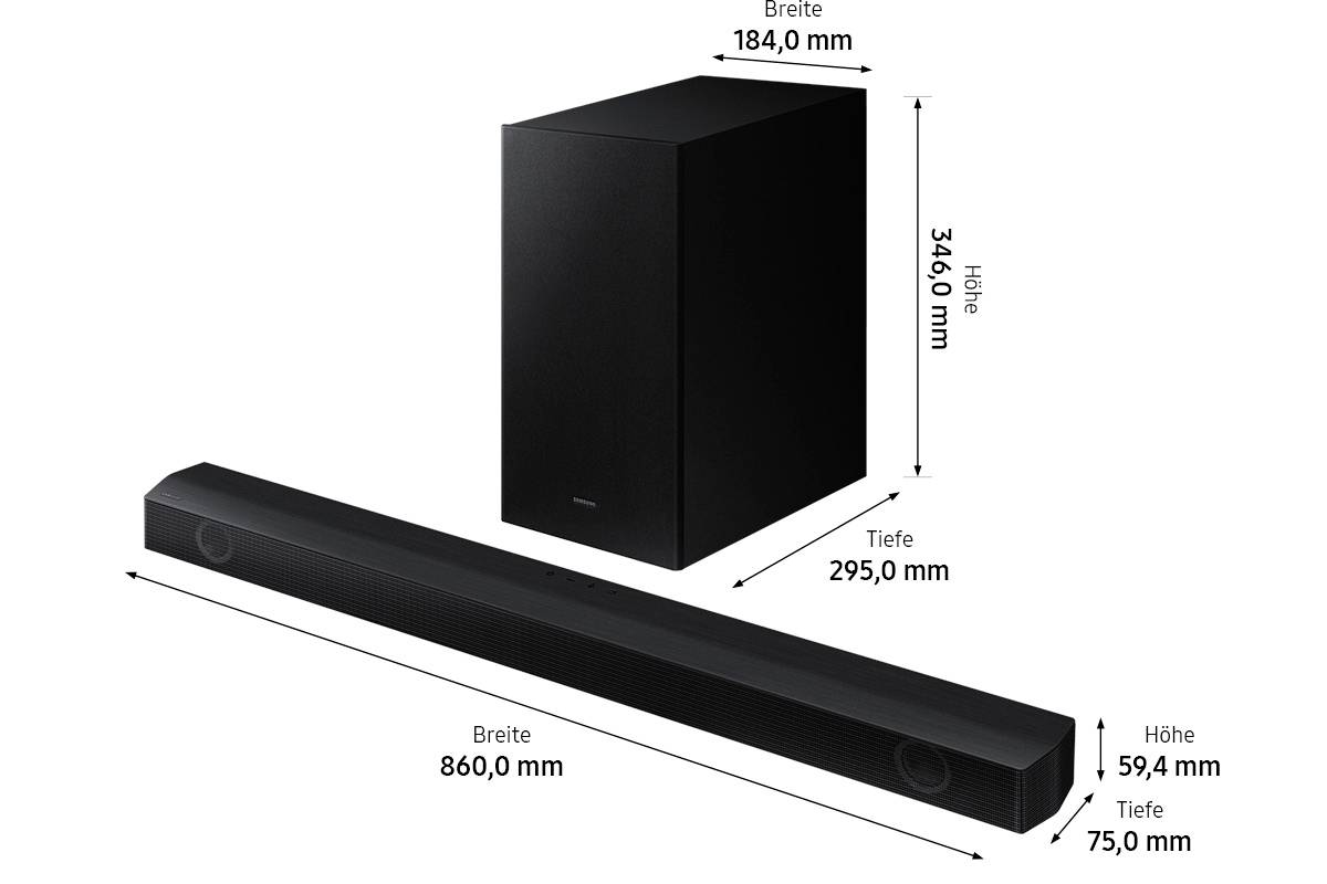 Samsung HW-B540 Soundbar Schwarz Bluetooth®, inkl. kabellosem Subwoofer, USB