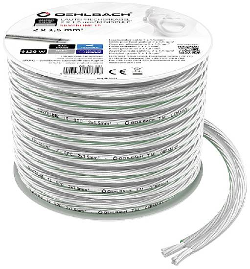 Oehlbach D1C332 Lautsprecherkabel 2 x 1.5mm² Transparent 1St.