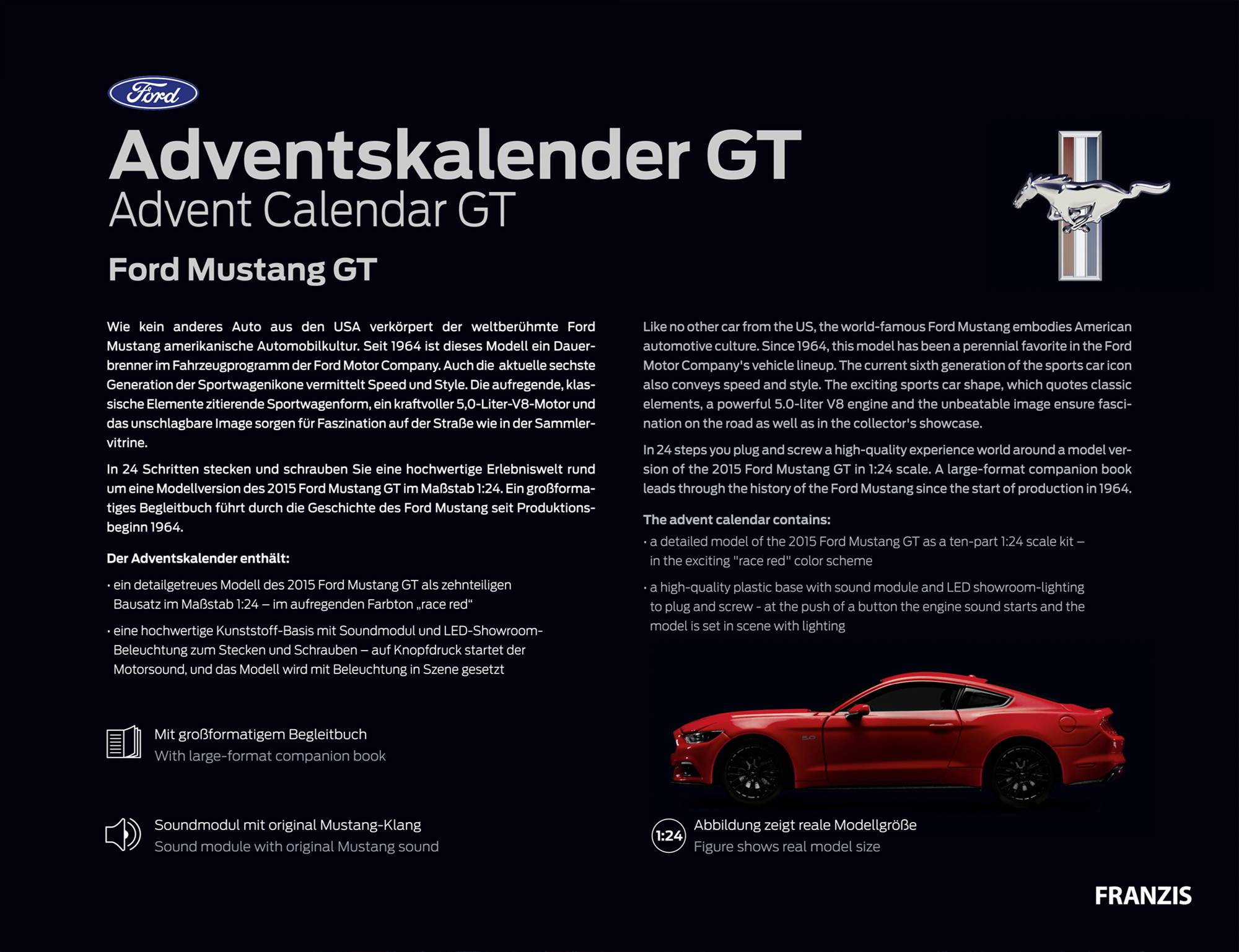 Franzis Verlag Ford Mustang Ford Mustang Bausätze, Elektronik, Technik Adventskalender Altersklasse ab 14 Jahre