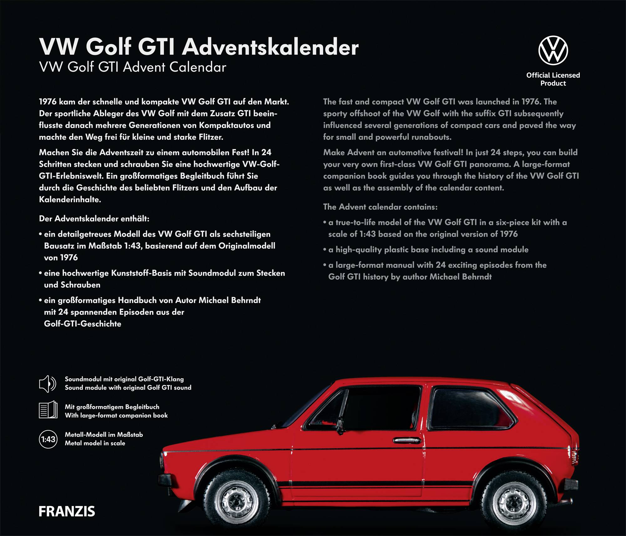 Franzis Verlag VW Golf GTI VW Golf GTI Bausätze, Elektronik, Technik Adventskalender Altersklasse ab 14 Jahre