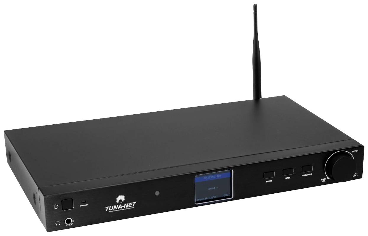 Omnitronic TUNA-NET Internet Tischradio DAB+, Internet, FM Bluetooth®, LAN, WLAN, Internetradio Inkl. Fernbedienung, DLNA-fähig Schwarz