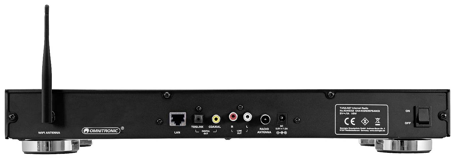 Omnitronic TUNA-NET Internet Tischradio DAB+, Internet, FM Bluetooth®, LAN, WLAN, Internetradio Inkl. Fernbedienung, DLNA-fähig Schwarz