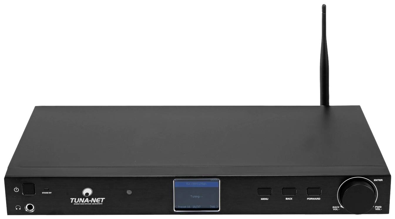 Omnitronic TUNA-NET Internet Tischradio DAB+, Internet, FM Bluetooth®, LAN, WLAN, Internetradio Inkl. Fernbedienung, DLNA-fähig Schwarz