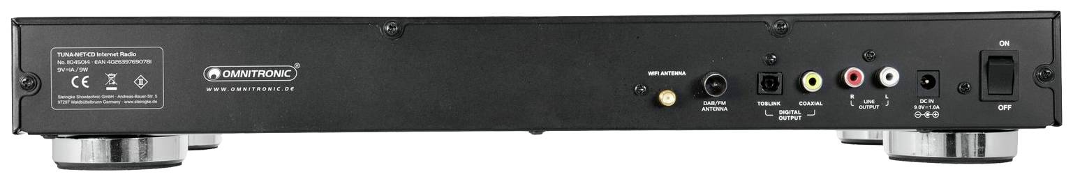 Omnitronic TUNA-NET-CD Internet CD-Radio DAB+, Internet, FM CD, SD, Bluetooth®, WLAN, Internetradio