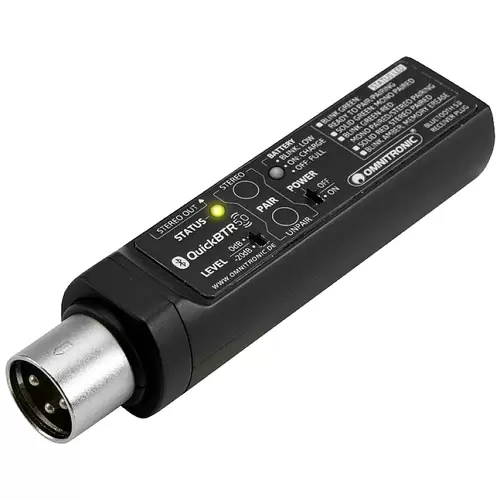 Omnitronic QuickBTR-5.0 XLR AptX Bluetooth® Musik-Empfänger Bluetooth Version: 5.0, A2DP 10 m aptX Omnitronic QuickBTR-5.0 XLR AptX Bluetooth® Musik-Empfänger Bluetooth Version: 5.0, A2DP 10 m aptX